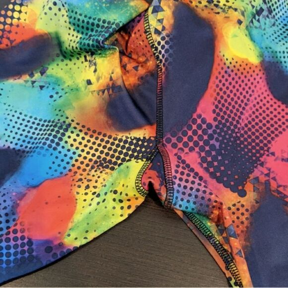 Bright Rainbow Colored Workout Leggings Sz L - Picture 4 of 5